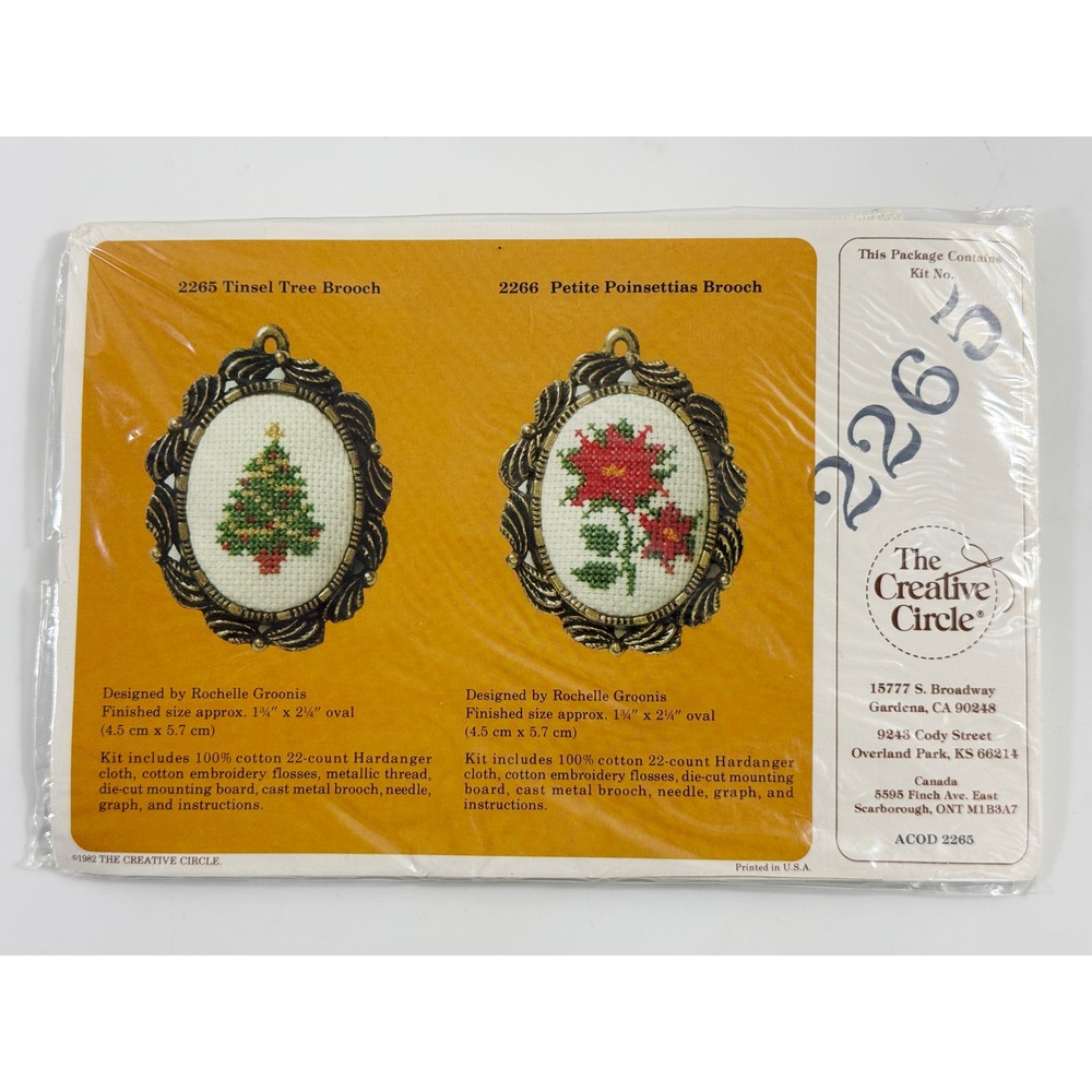 The Creative Circle Brooch Embroidery Kit Multi Christmas Tree Flower